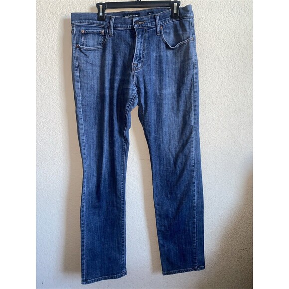 Lucky Brand Jeans Mens 34x34 Blue 221 Straight Leg Dark Wash Stretch Denim - Picture 1 of 13